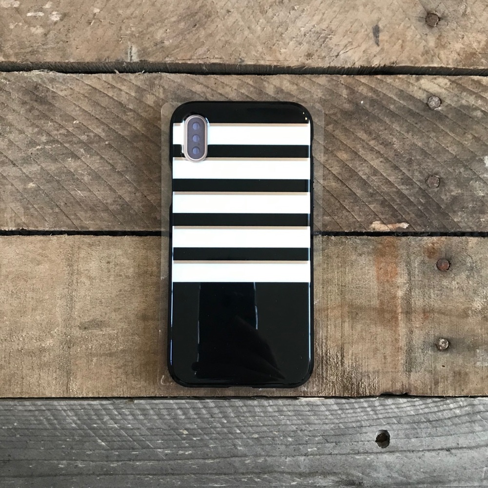 Onn black, white, & gold striped iPhone X case